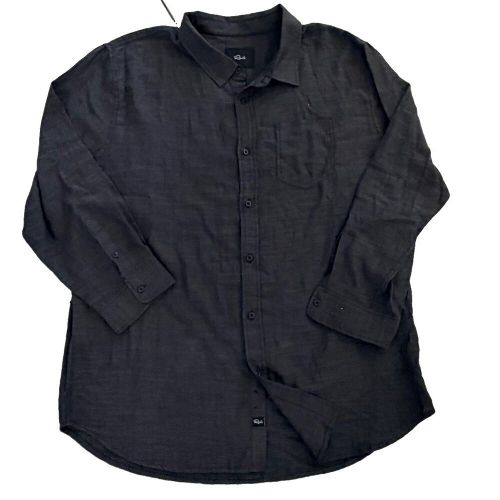 Rails Men's Regular Fit Wyatt Shirt Black Chambray XXL 2XL Button Down $148